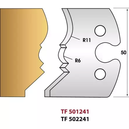 Mouchette de corniche et cimaise N°241 - Jeu de 2 fers de toupie Hauteur 50 mm