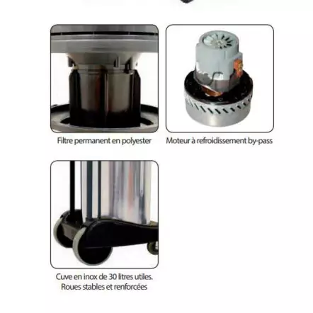 ASP305 Aspirateur cuve inox 30 Litres utiles 1200W