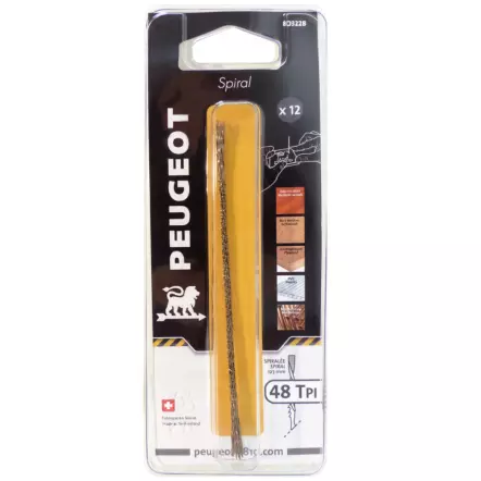 PEUGEOT - Kit de 12 lames de scie à chantourner spiralées ø0.8mm 48 dents - 127 mm