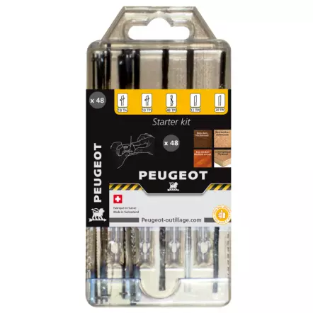 PEUGEOT - Kit de 48 lames de scies à chantourner (127 mm) avec et sans ergots