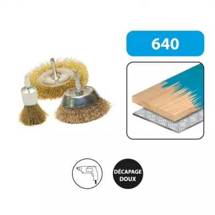 Leman - Lot de  3 brosses pinceau / circulaire / conique en fil laiton ondulé