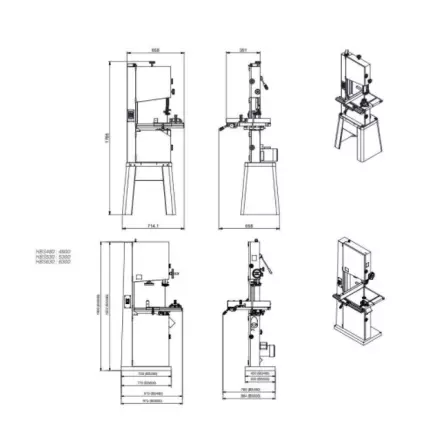 HOLZPROFI - HBS530 Scie à ruban ø530mm Hauteur de coupe : 300mm Longueur du ruban : 3865mm