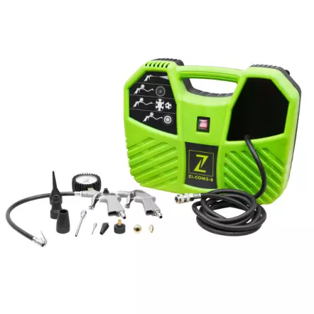 ZIPPER - ZI-COM2-8 Compresseur d'air portatif sans huile 230V 1100 W 8 bar max. + set d'accessoires