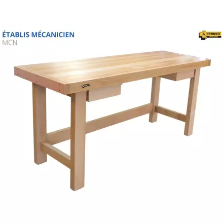 MCN Etabli mécanicien de qualité professionnelle avec largeur plateau 700 mm et 2 tiroirs