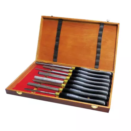 H8TLGN - Coffret de 8 outils de tournage pro acier HSS