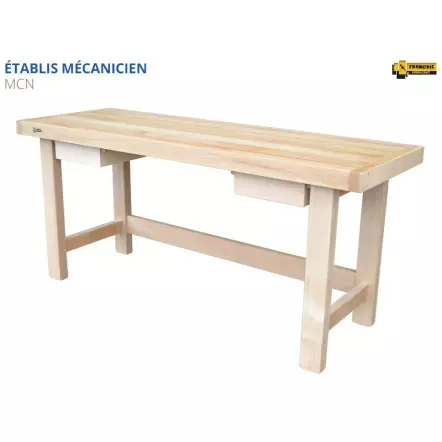 MCN Etabli mécanicien de qualité professionnelle avec largeur plateau 700 mm et 2 tiroirs