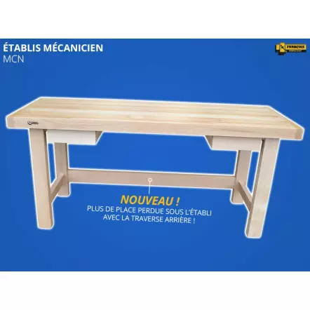 MCN Etabli mécanicien de qualité professionnelle avec largeur plateau 700 mm et 2 tiroirs