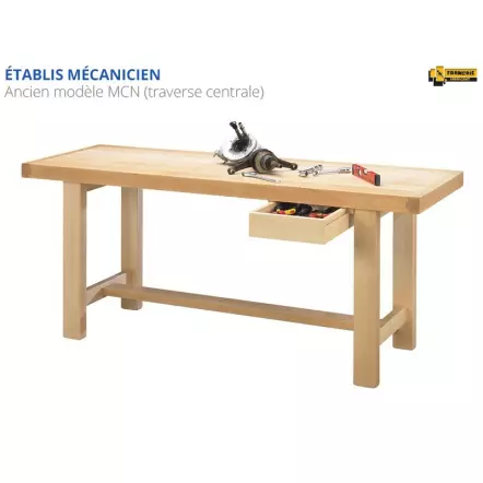 MCN Etabli mécanicien de qualité professionnelle avec largeur plateau 700 mm et 2 tiroirs